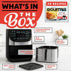 Gourmia Air Fryer Oven Digital Display 8 Quart Large AirFryer Cooker 12 Touch Cooking Presets, XL Air Fryer Basket 1700w Power Multifunction GAF856 Black and Stainless stainless steel air fryer