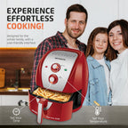 Air Fryer - 8.6 Quart Extra-Large Air Fryer, 2 Simple Dial Controls, 1800 Watts - Quick Heat Circulation Technology, Low Fat Cooking Less Calories - Removable Squared Basket - Red