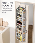 ULG 1-Pack Over Door Organizer with 5 Large Pockets 10 Mesh Side Pockets, 44 lbs Weight Capacity Hanging Storage Organizer with Clear Window for Bedroom Bathroom Kitchen, RV, Camper, Clear