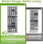 Unjumbly Over the Door Shoe Organizer with 40 Large Breathable Mesh Pockets, Space Saving Shoe Holder, Hanging Shoe Rack for Entryway Bedroom Closet Storage (Grey, 40 Pockets)