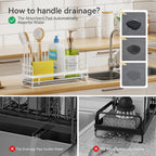 Yofidra Sink Caddy with Stone Drying Tray: Stainless Steel Soap Dispenser Kitchen Sink Organizer Set, Sponge Holder Counter Accessories Decor for Kitchen Organizers and Storage 8.1x3.5x4.5 in White