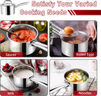 P&P CHEF 1 Quart & 2 Qruat Saucepan with Lid Set, Stainless Steel Small Cooking Pot Induction Sauce Pan for Pasta Soup, Ergonomic Handle & Tri-ply Base, Dishwasher Safe, 2 Pan