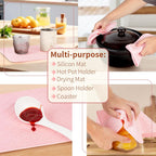 LEHAHA Melamine Serving Tray with Handles, 17.25 x 12 Inch Aesthetic Serving Platters and Trays with Curved Sides, Tray for Lunch, Coffee, or Breakfast, Set of 4, Silicone placemats Included,Pink