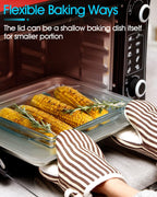 NUTRIUPS 8 x 9.5 Inches Rectangular Glass Casserole Dish With Glass Lid 2 Quart Glass Bakeware Glass Microwave Casserole Dish Glass Baking Dish with Lid