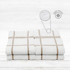 100% Cotton Terry Dish Towels, 4 Pack Checks, 16 x26 Inches, Super Soft and Absorbent Kitchen Towels, Perfect for Kitchen Cleaning and Dish Washing | Tan