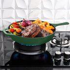 Utopia Kitchen Cast Iron Frying Pan 12.5 Inch, Cast Iron Chefs Pan, Pre Seasoned Skillet, Safe Grill Cookware for Indoor & Outdoor Use, Green