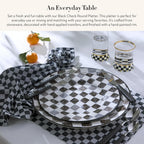 MACKENZIE-CHILDS Round Platter, Dishwasher-Safe and Microwave-Safe Stoneware Serving Platter, Black Check