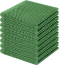 Homaxy 100% Cotton Waffle Weave Kitchen Dish Cloths, Ultra Soft Absorbent Quick Drying Dish Towels, 12 x 12 Inches, 8-Pack, Grass Green