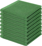 Homaxy 100% Cotton Waffle Weave Kitchen Dish Cloths, Ultra Soft Absorbent Quick Drying Dish Towels, 12 x 12 Inches, 8-Pack, Grass Green