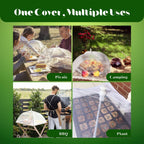 Flexzion Food Cover Tent - Pop Up Mesh Screen Net Umbrella Covers Keep Out Flies, Bugs, Mosquitoes, Perfect for Outdoor Picnic, BBQ, Camping, Fruit Dinner Protection, Reusable & Collapsible - 4 Pack