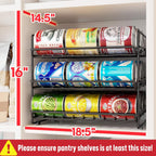 SUFAUY 3 Tier Can Organizer for Pantry, Holds 36 Cans for Cabinet Storage or Kitchen Shelves, 12" d X 16.5" w X 14" h, Black