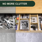 Utoplike Kitchen Drawer Divider with Inserts, Bamboo Drawers Organizer Adjustable, 4 pcs Large Expandable Wood Socks Drawer Organization for Dresser, Office, Spring Loaded