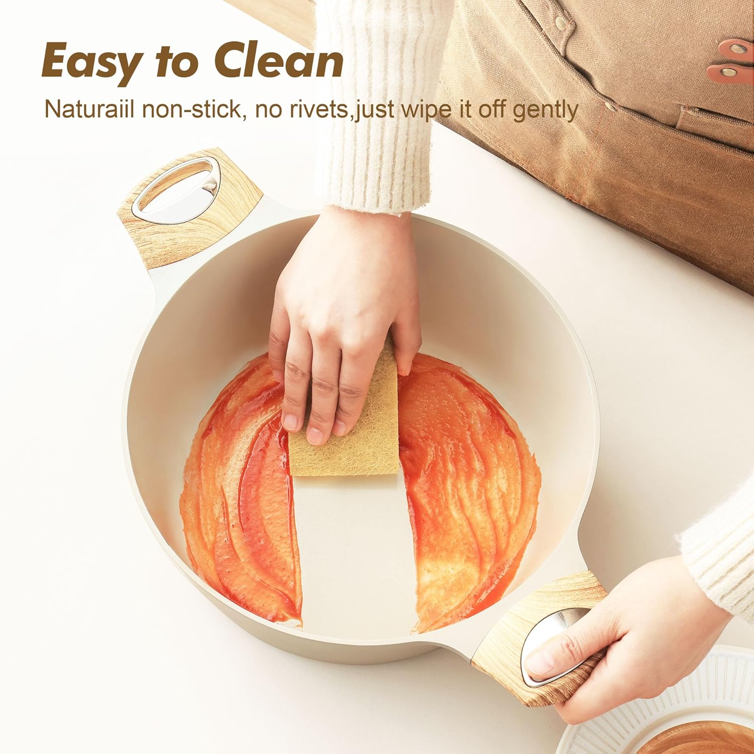 SENSARTE Ceramic Pots and Pans Set Nonstick, Kitchen Cookware Sets, 14-Piece Induction Cookware, Non-toxic Healthy Non Stick Cooking Set, with Frying Pans Set, PFAS PTFE PFOA PFOS Free