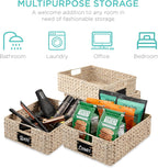Best Choice Products Set of 4 16x12in Large Water Hyacinth Pantry Baskets, Woven Organizers w/Chalkboard Label, Chalk Marker - White