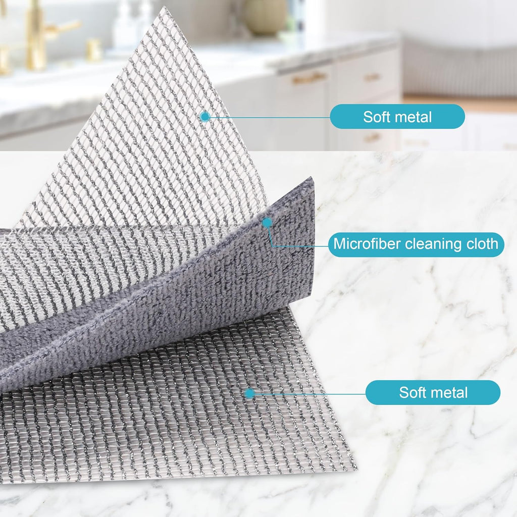 12 Pcs New Upgrade 3-Layer Non Scratch Wire Dishcloth,Cleans Fast Without Scratching, Stands Up to Stuck-on Grime, Multi-Surface Safe, Cleaning Power for Everyday Jobs 7.87“ x 7.87”