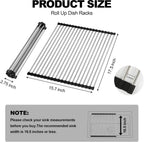 NEZUIBAN Dish Drying Rack with Roll Up and Over Sink for Kitchen,17.5"x15.7",Black