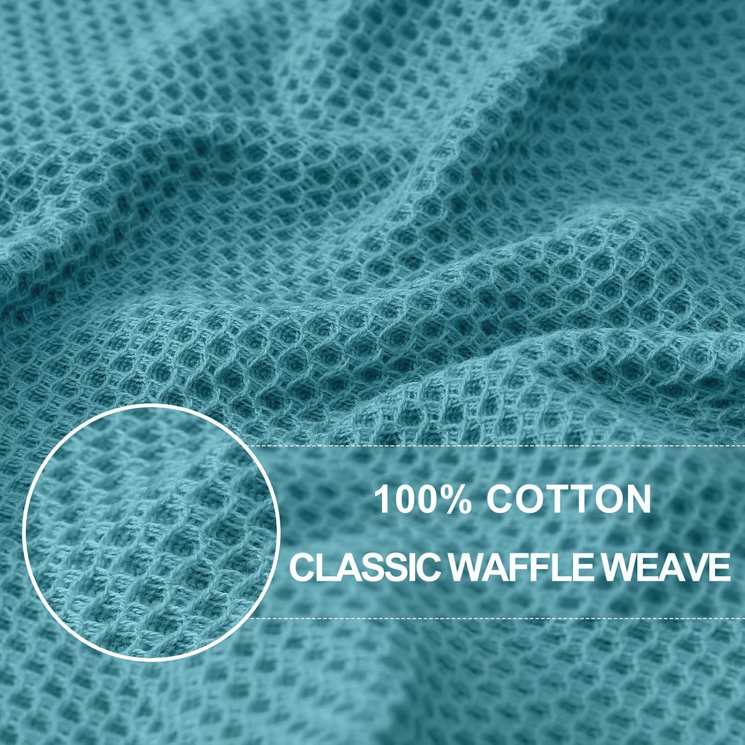 Homaxy 100% Cotton Waffle Weave Kitchen Dish Cloths, Ultra Soft Absorbent Quick Drying Dish Towels, 12 x 12 Inches, 8-Pack, Lake Blue