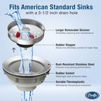 Pacific Bay Sink Strainer with Stainless Steel Removable Basket (3.5” Drain)