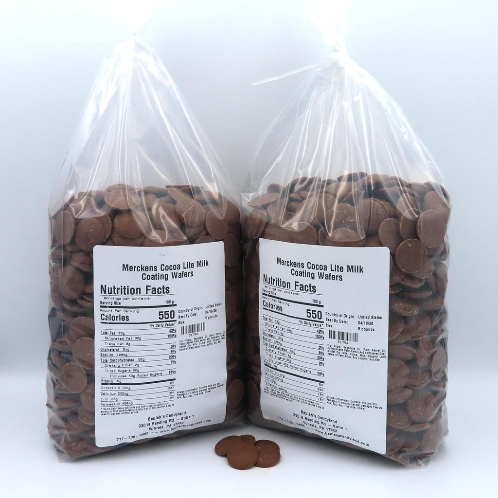 MERCKENS Coating Wafers, Milk Melting Chocolate, Cocoa Lite, 10 Pounds