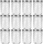 Eathtek 16oz Wide Mouth Glass Mason Jars 12 Pack, 480 ml Glass Canning Jars with Airtight Lids, Ideal for Salad, Meal Prep, Perserving,Pickling, Jam, Honey With Lids