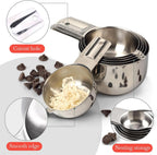 Bellemain One Piece Stainless Steel - Nesting measuring cups for Kitchen for Bakers, Dry - Ml & Oz measuring cup for Liquid, Metal, Set of 6