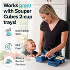 Souper Cubes Stoneware - 5" x 5" Baking Dishes for Oven with Silicone Covers, Premium Mini Ceramic Baking Dishes, Perfect for Reheating Individual Portions in Oven or Microwave, Set of 2 - Blueberry