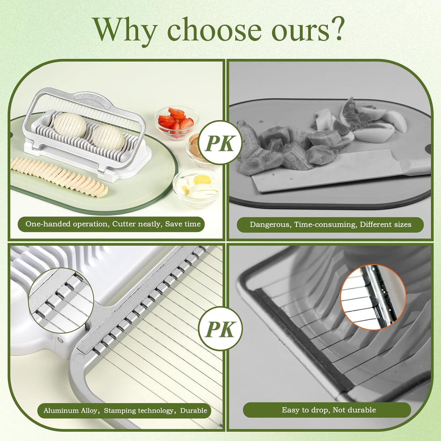 Larger Egg Slicer for Hard Boiled Eggs Banana Slicer, Aluminium & Stainless Steel Wires Strawberry slicer Multipurpose Heavy Duty Dishwasher Safe Banana Cutter slicer