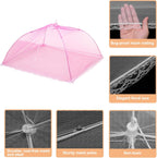 uxcell 3 Pcs Large and Tall Food Covers 17" Mesh Food Covers for Outdoors Collapsible Food Protector Covers Tent for Parties Outdoor Picnics BBQs, Rose