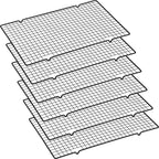 Harloon 6 Pieces Cooling Racks for Cooking and Baking Oven Safe Grid Wire Set Heavy Duty Carbon Steel Nonstick Baking Rack for Roasting Cooking Grilling Drying (16 x 9.8 Inches)