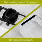 Professional Mandoline slicer for kitchen - Adjustable Vegetable Slicer with Two Extra-Sharp Julienne Blades - Veggie Slicer with Finger Guard and Collection Tray - Potato slicer, Cucumber Slicer