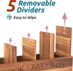 Suli Acacia Wood Utensil Holder for Kitchen Counter,Extra Large Utensils Holder with 4 Compartments,Caddy Organizer for Countertop, Farmhouse Kitchen Decor, Rustic Cooking Utensil