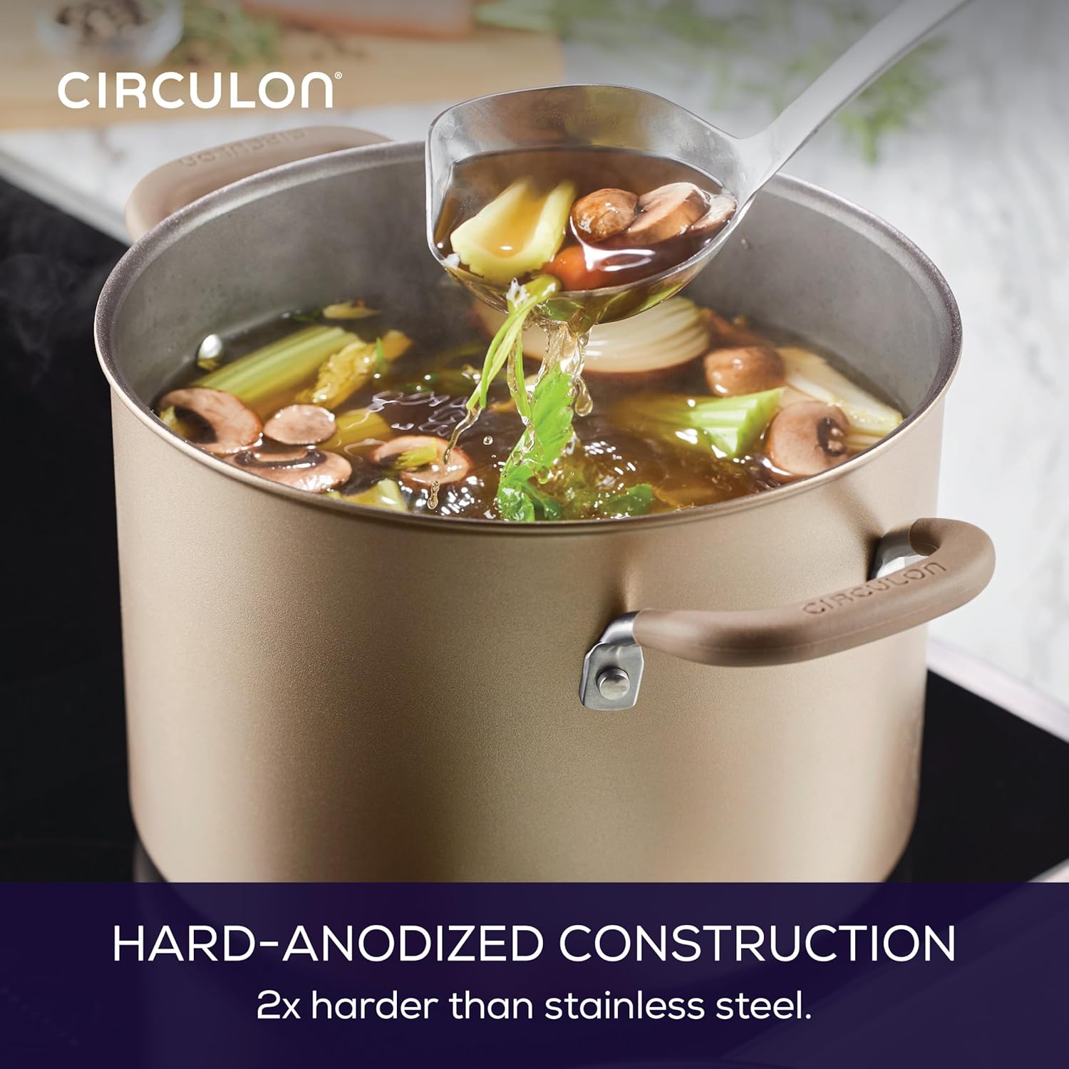 Circulon Premier Professional Hard Anodized Nonstick Cookware Induction Pots and Pans Set, 12 Piece, Bronze