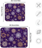 Christmas Purple Gold Snowflakes Dish Drying Mat for Kitchen Counter Absorbent Microfiber Drying Pad, Large 18x24 in, Reversible Drainer Mats