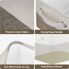 BALEINE 3 Pack Fabric Storage Bins for Shelves, Linen Storage Baskets for Organizing, Decorative Closet Bins for Clothes, Home (Brown, 12"x8"x8")