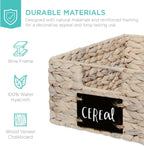 Best Choice Products Set of 4 9x12in Water Hyacinth Pantry Baskets, Woven Organizers w/Chalkboard Label, Chalk Marker - White
