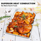 24 Inch Baking Sheet Pans with Rack Set, Natural Aluminum Cookie Sheet, Extra Large Commercial Quality Baking Sheet Pan Set, Warp Resistant Nonstick Thick Cookie Tray Pans for Baking, Roasting