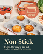 Caraway Non-Stick Ceramic 12-Cup Muffin Pan Duo - Naturally Slick Ceramic Coating - Non-Toxic, PTFE & PFOA Free - Perfect for Cupcakes, Muffins, and More - Navy