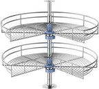 28" Corner Cabinet Lazy Susan Turntable, 270° Adjustable Height Chrome Replacement Shelves for Kitchen Corner Cabinet