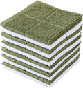 Glynniss Dishcloths Kitchen Highly Absorbent Dish Rags 100% Cotton Dish Cloths for Washing Dishes, Cleaning (Green White, 11x11)