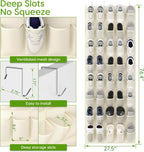 Unjumbly Over the Door Shoe Organizer with 40 Large Breathable Mesh Pockets, Space Saving Shoe Holder, Hanging Shoe Rack for Entryway Bedroom Closet Storage (Beige, 40 Pockets)