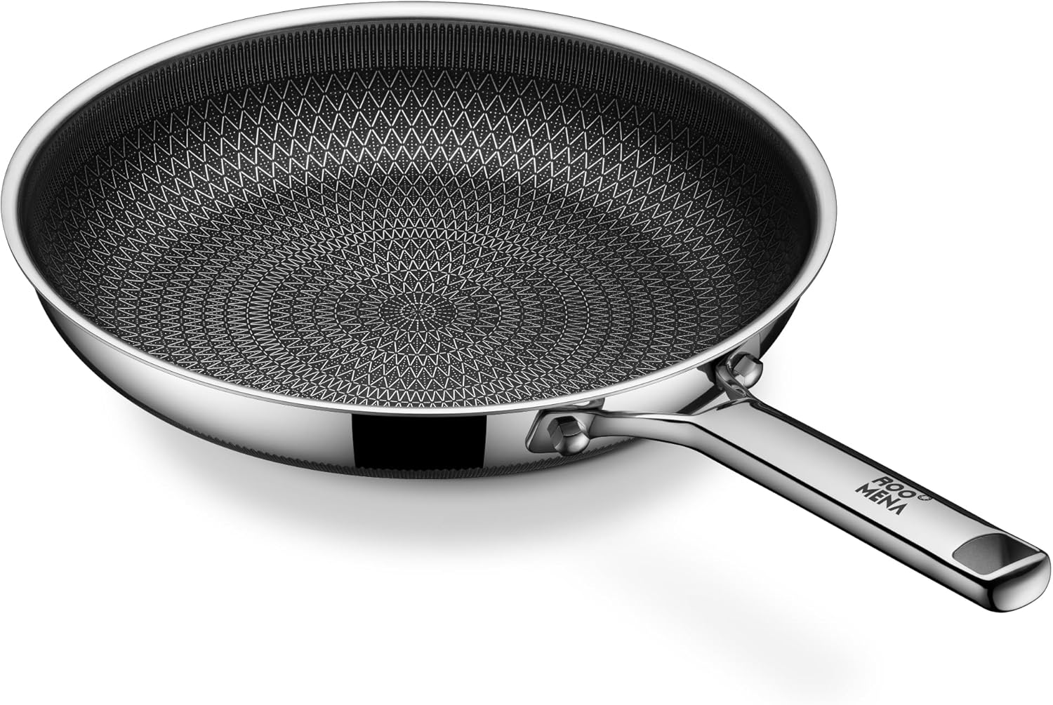 Non Stick Frying Pans Hybrid Ceramic, 12 Inch Tri-Ply Stainless Steel Skillet, Non-Toxic, PFAS/PFOA/PTFE Free, Metal Utensil Safe, Dishwasher & Oven Safe, Induction Compatible