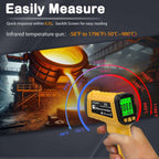Infrared Thermometer Pyrometer Temperature Gun -58°F to 1796°F, 50:1 Distance Ratio, Laser IR Temp Gun for Cooking, Pizza Oven, Engine, Kilns, Forges, Industry, and Home Repair.