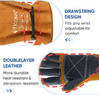 TICONN Welding Gloves, 16 IN L/XL/XXL 1000°F Heat-Resistant Fireproof Leather Gloves for Welders, Stick, Forge, Mig, Tig, BBQ