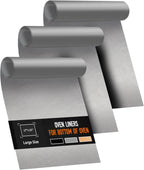 3 Pack Oven Liners for Bottom of Oven, 17x25" Large Heavy Duty Non-Stick Reusable Oven Mat for Electric, Gas, Toaster & Convection Ovens - BPA & PFOA Free, Dishwasher Safe, Kitchen Essentials, Silver