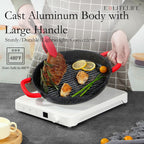 ESLITE LIFE Nonstick Grill Pan for Indoor Cooking, Versatile Induction Square Large Grilling Skillet Steak Pan for Stove Tops, PTFE & PFOA Free (Black, 11" w/Round & Lid & Tongs)