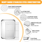 E-far Baking Sheet with Wire Rack Set, 17.6” x 13” Stainless Steel Cookie Sheet Baking Pan for Oven, Rimmed Large Metal Tray with Cooling Rack for Cooking Roasting, Non-Toxic & Dishwasher Safe