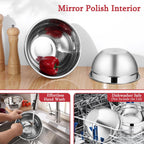 LIANYU Stainless Steel Mixing Bowls with Leak-Proof Lids, 3 Pieces Stainless Steel Deep Nesting Mixing Bowls for Kitchen Cooking, Storage, Baking, 1.5QT & 3QT & 4.6QT, Red
