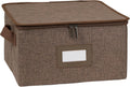 Covermates Keepsakes Dish Storage Box - Stackable, Reinforced Handles, China Storage, Brown Heather