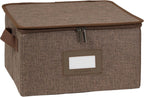 Covermates Keepsakes Dish Storage Box - Stackable, Reinforced Handles, China Storage, Brown Heather