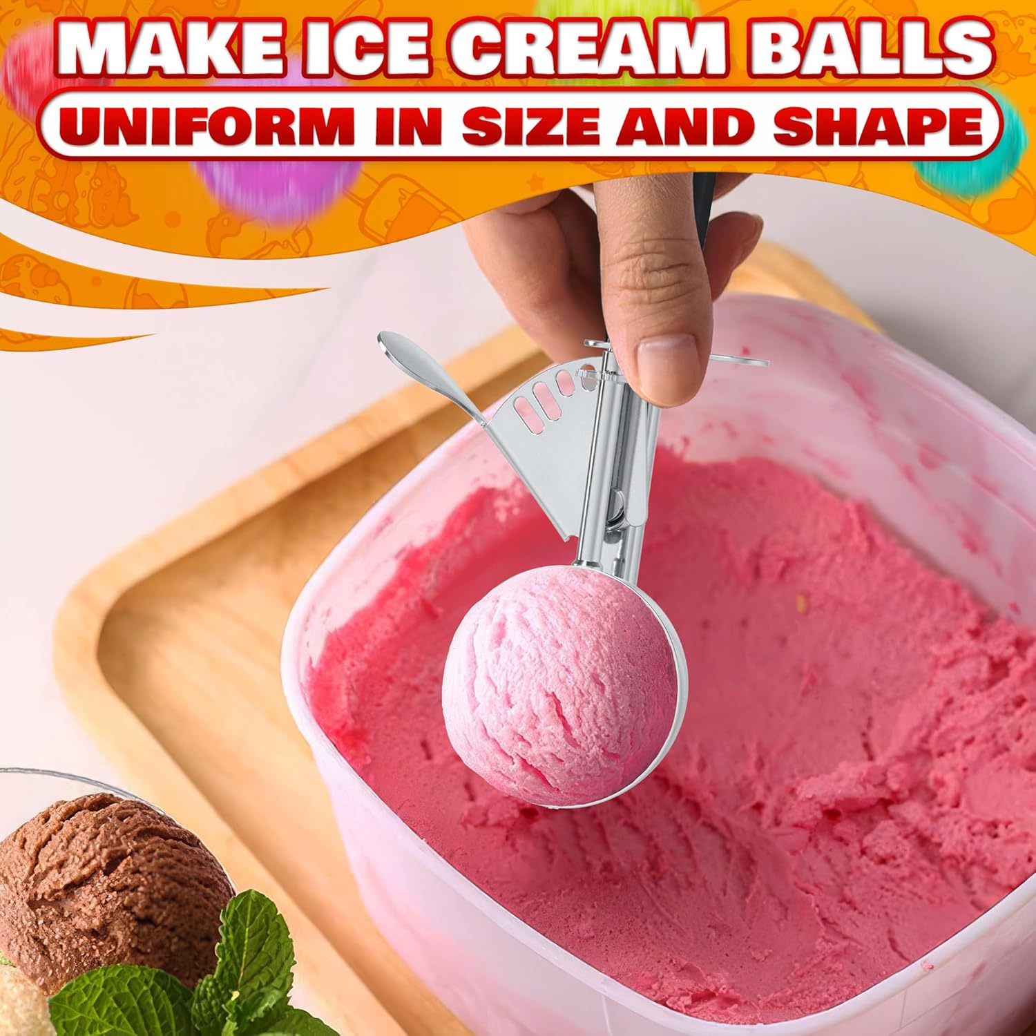 1 Oz Ice Cream Scoop with Trigger #30 - Versatile 1 Oz Scoop for Gelato, Cookie Dough Baking, Sorbet & Meatballs - Rust-Resistant Stainless Steel, Easy to Clean in Dishwasher, Non-Slip Handle